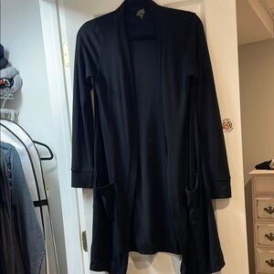 Tickled Teal Black Open Front Cardigan